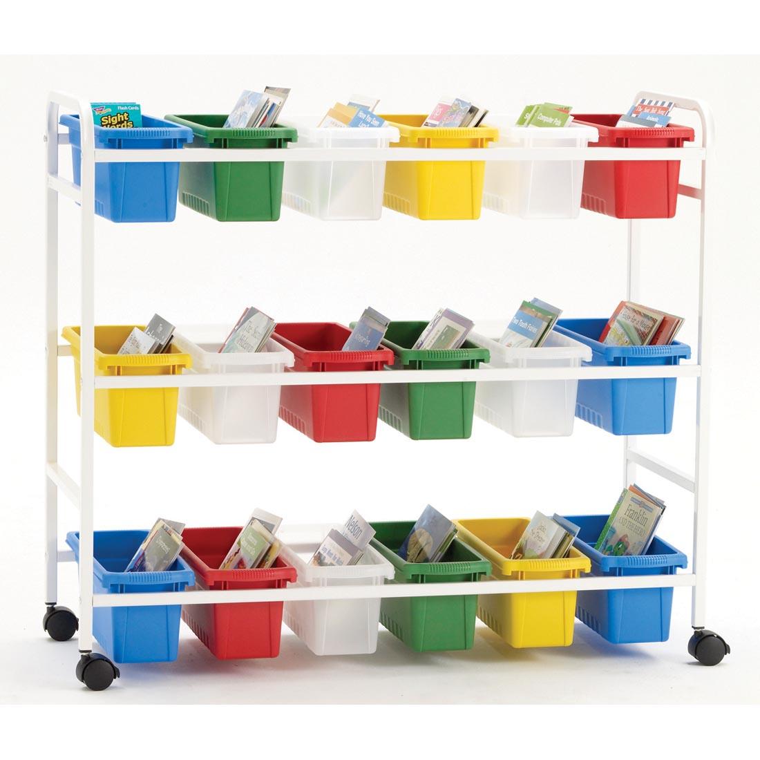 Three-tiered Reading Book Cart With 18 Tubs