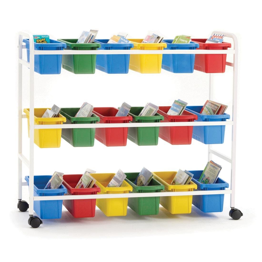 Three-tiered Reading Book Cart With 18 Tubs