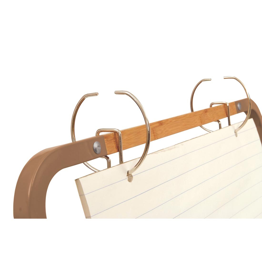 Close up of snap-on chart paper hooks on the Double Sided Bamboo Teaching Easel