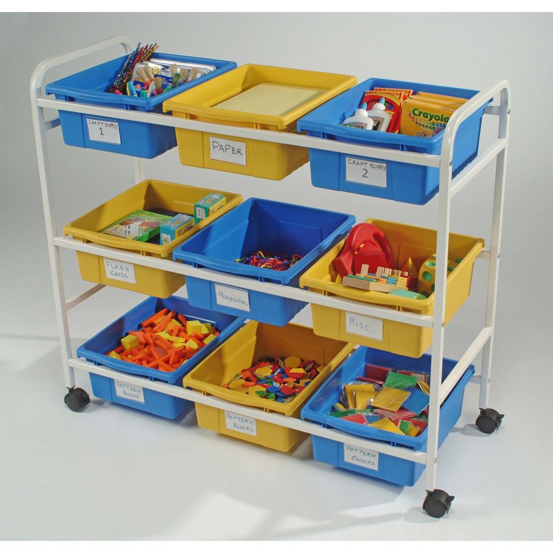3-Tiered Multi-Purpose Cart with 9 Tubs