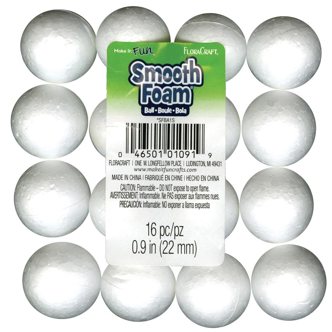 16 White Smooth Foam Balls