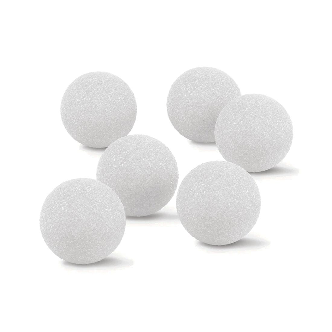 Six White craft foam Balls