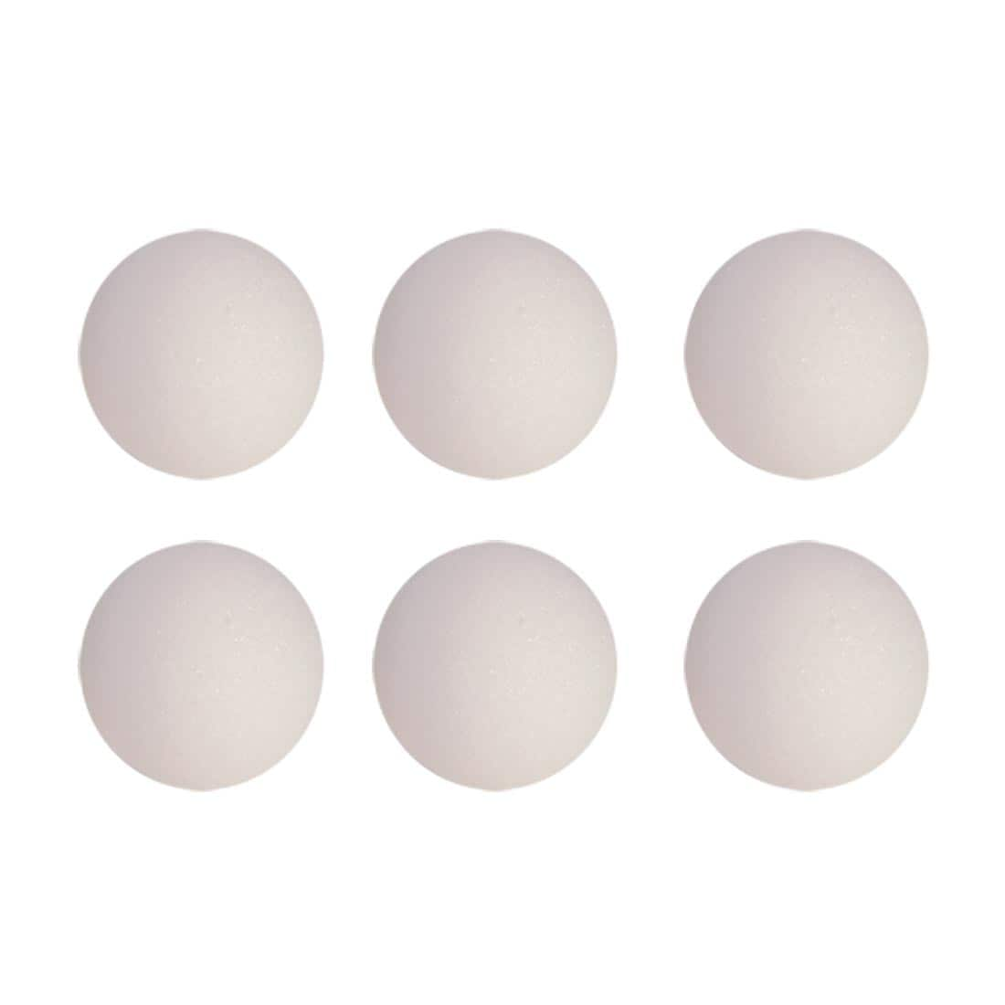 Six White craft foam Balls