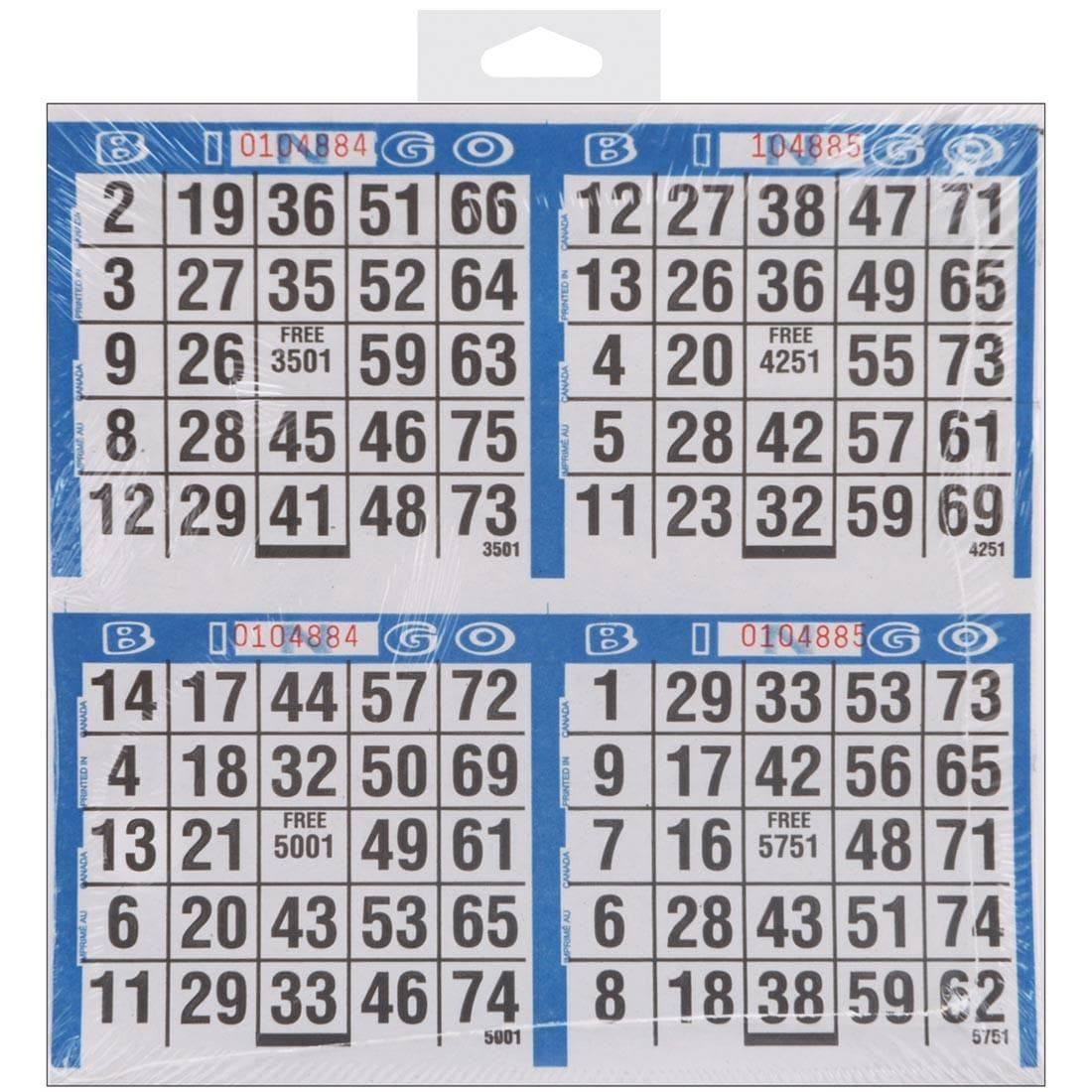 Bingo 4-Game Card