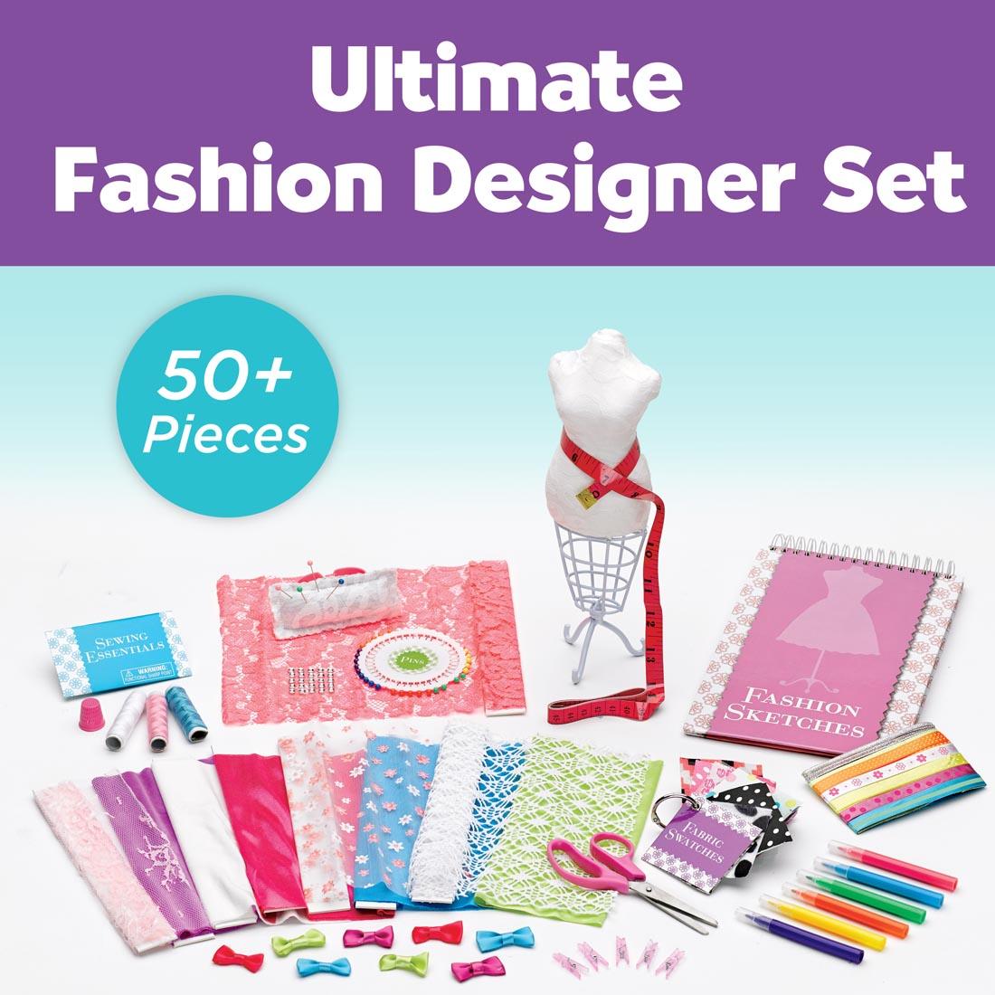Contents of the Designed By You Fashion Studio, with the words Ultimate Fashion Designer Set