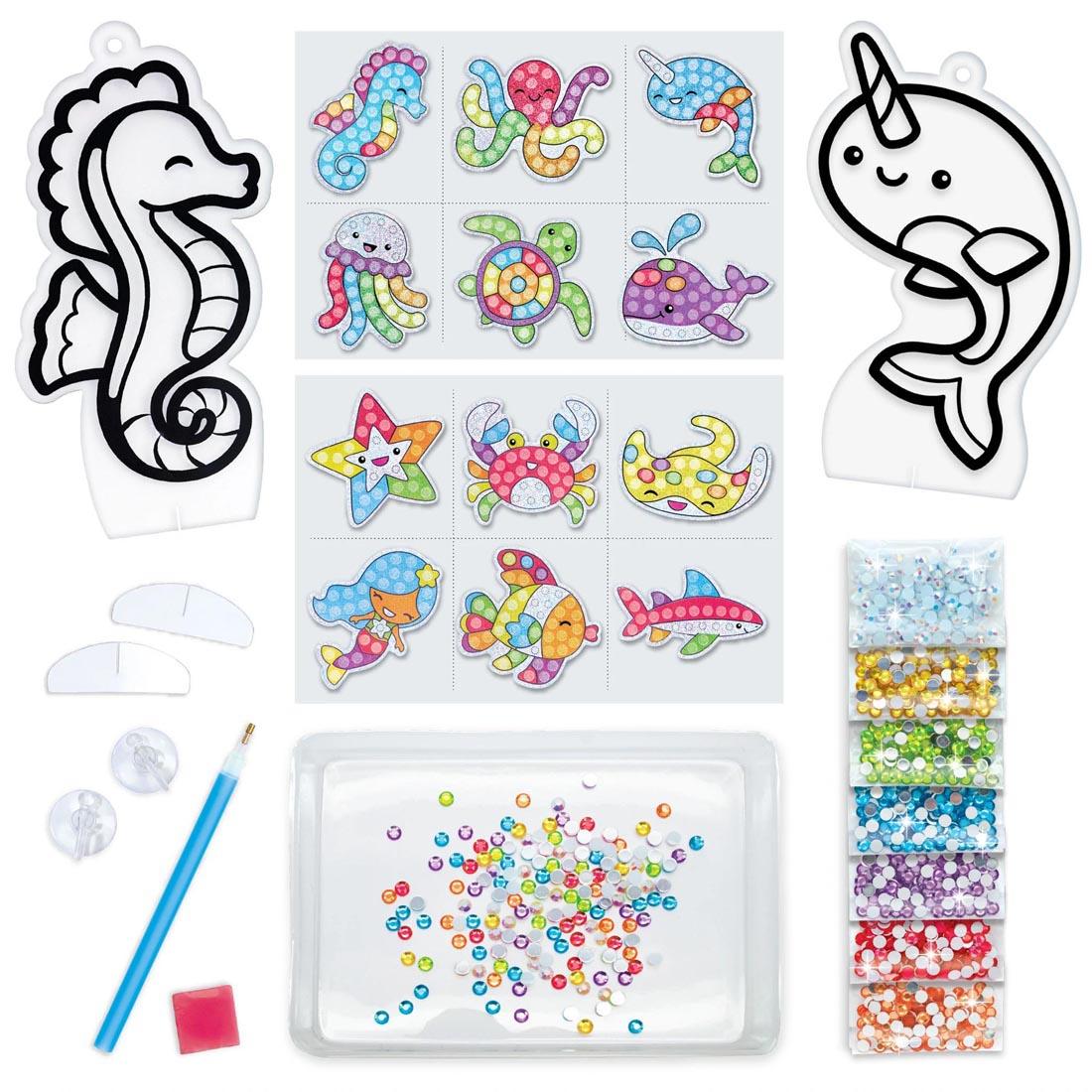 Contents of Big Gem Diamond Painting Sea Friends Kit By Creativity For Kids