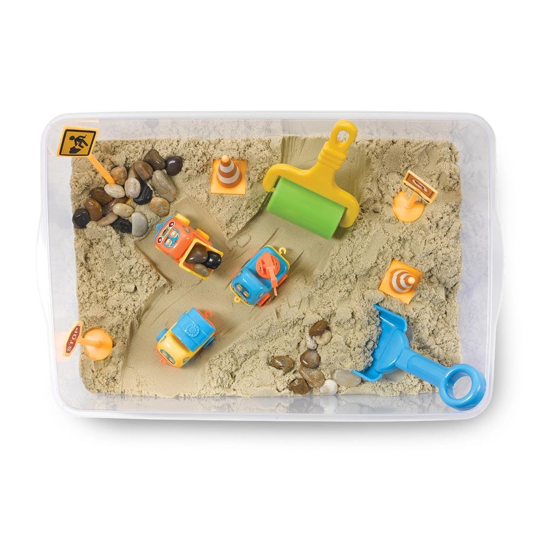 Pieces of the Construction Zone Sensory Bin By Creativity For Kids