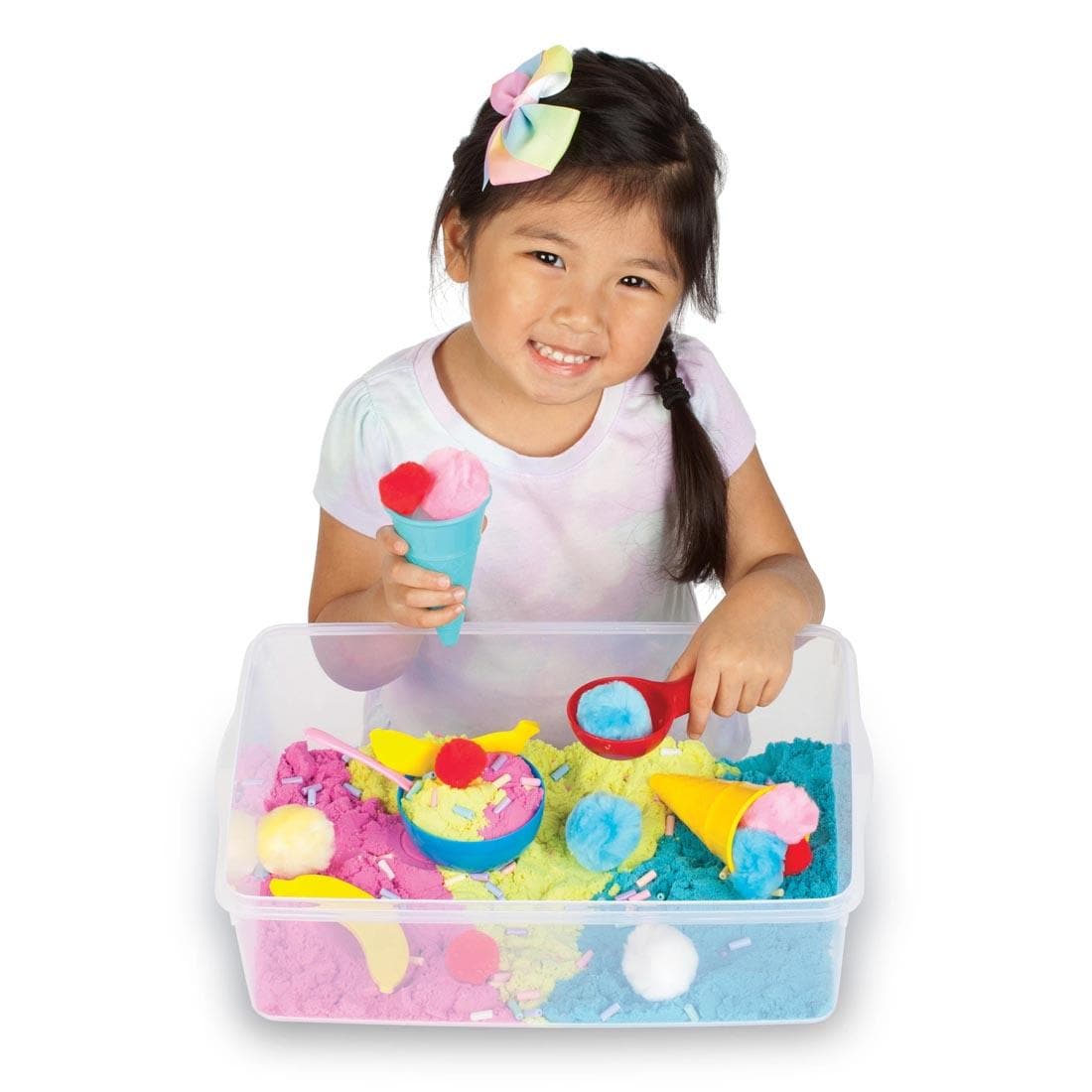 Child playing with the Ice Cream Shop Sensory Bin By Creativity For Kids