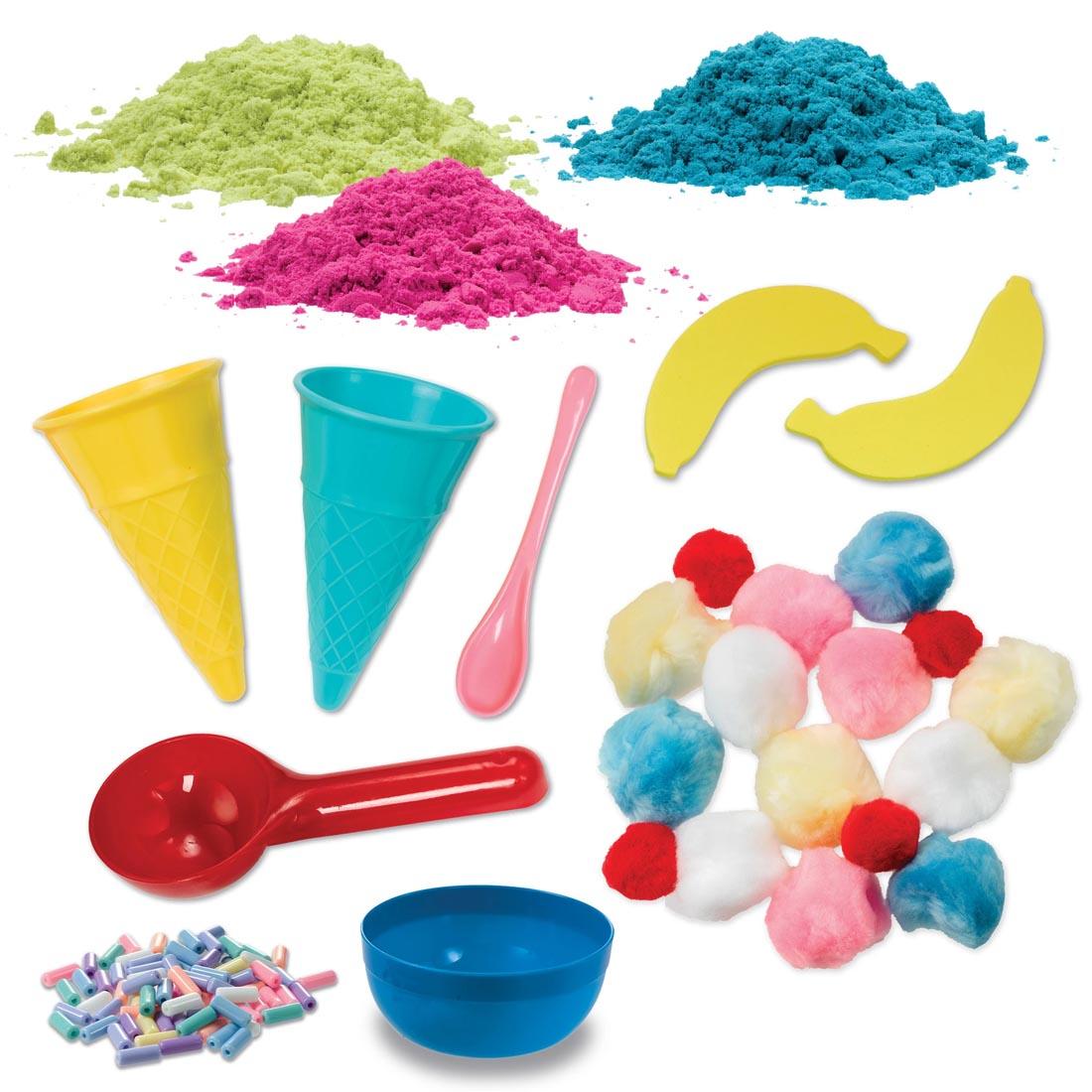 Components of the Ice Cream Shop Sensory Bin By Creativity For Kids