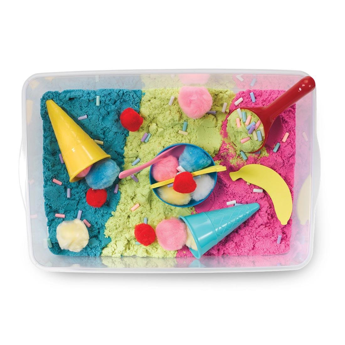 view of the Ice Cream Shop Sensory Bin from above
