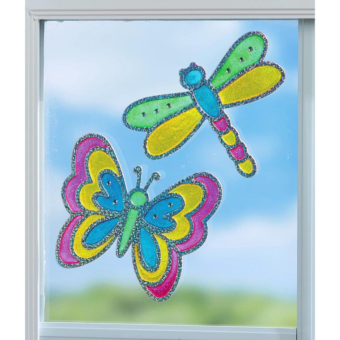 Samples of completed Bug Buddies Window Art By Creativity For Kids