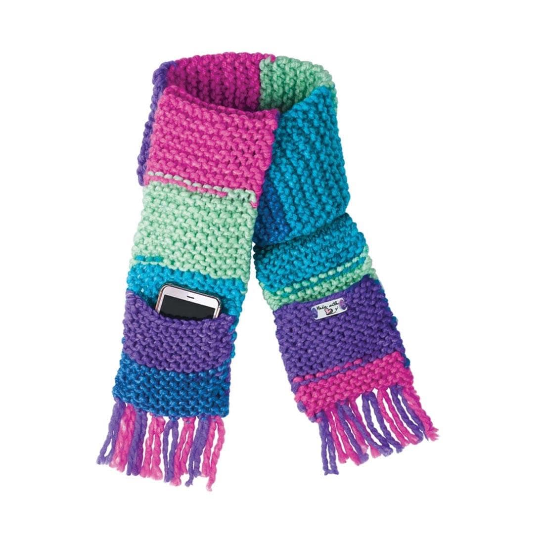 Completed Learn To Knit Pocket Scarf By Creativity For Kids