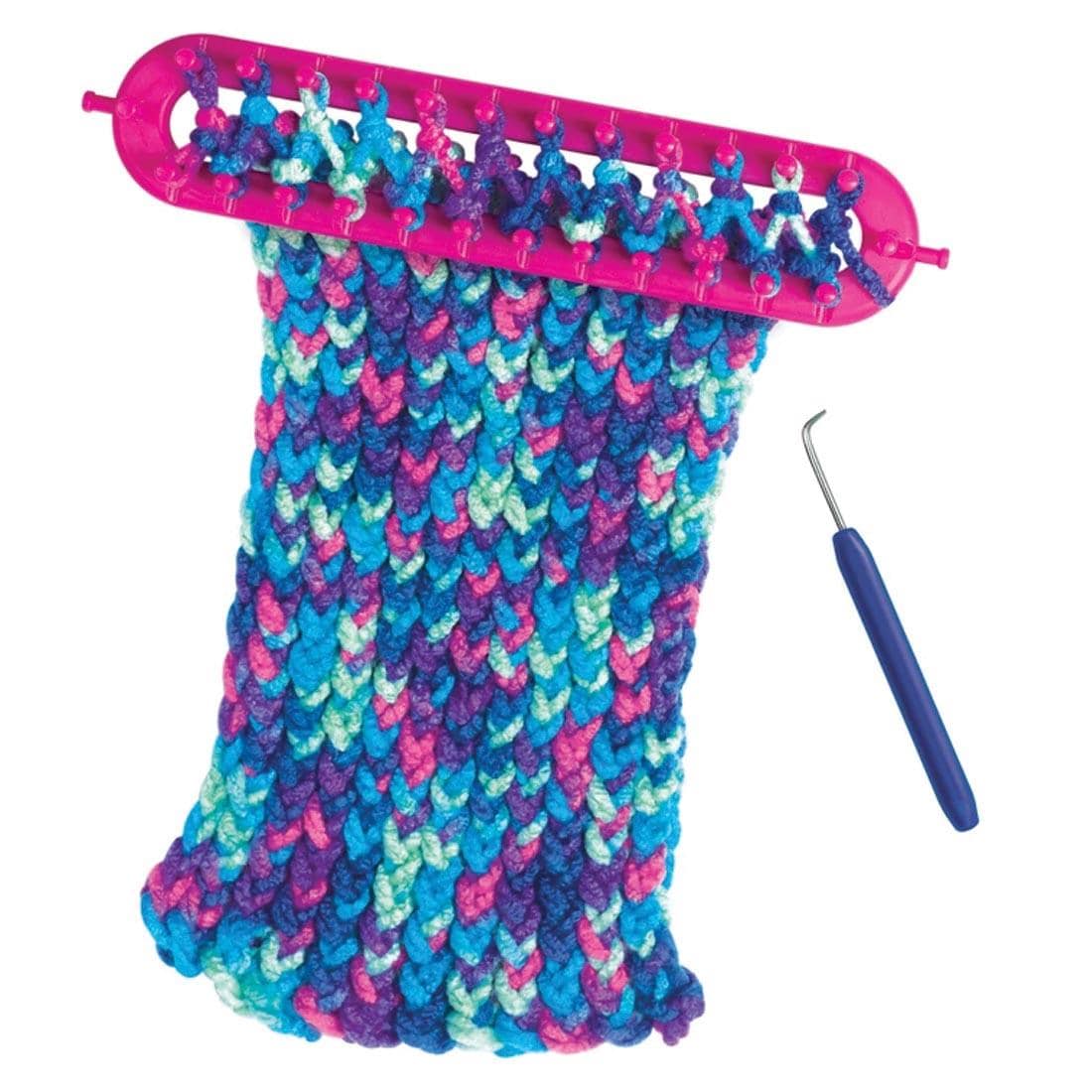 In-progress scarf from the Quick Knit Button Scarf Kit By Creativity For Kids