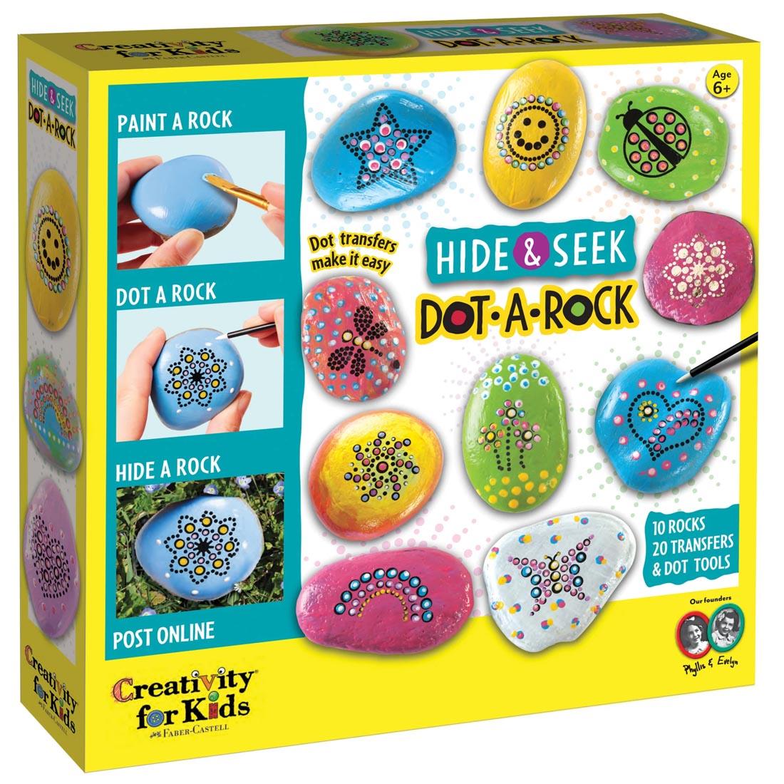 front of package of the Hide & Seek Dot-A-Rock Painting Kit By Creativity For Kids