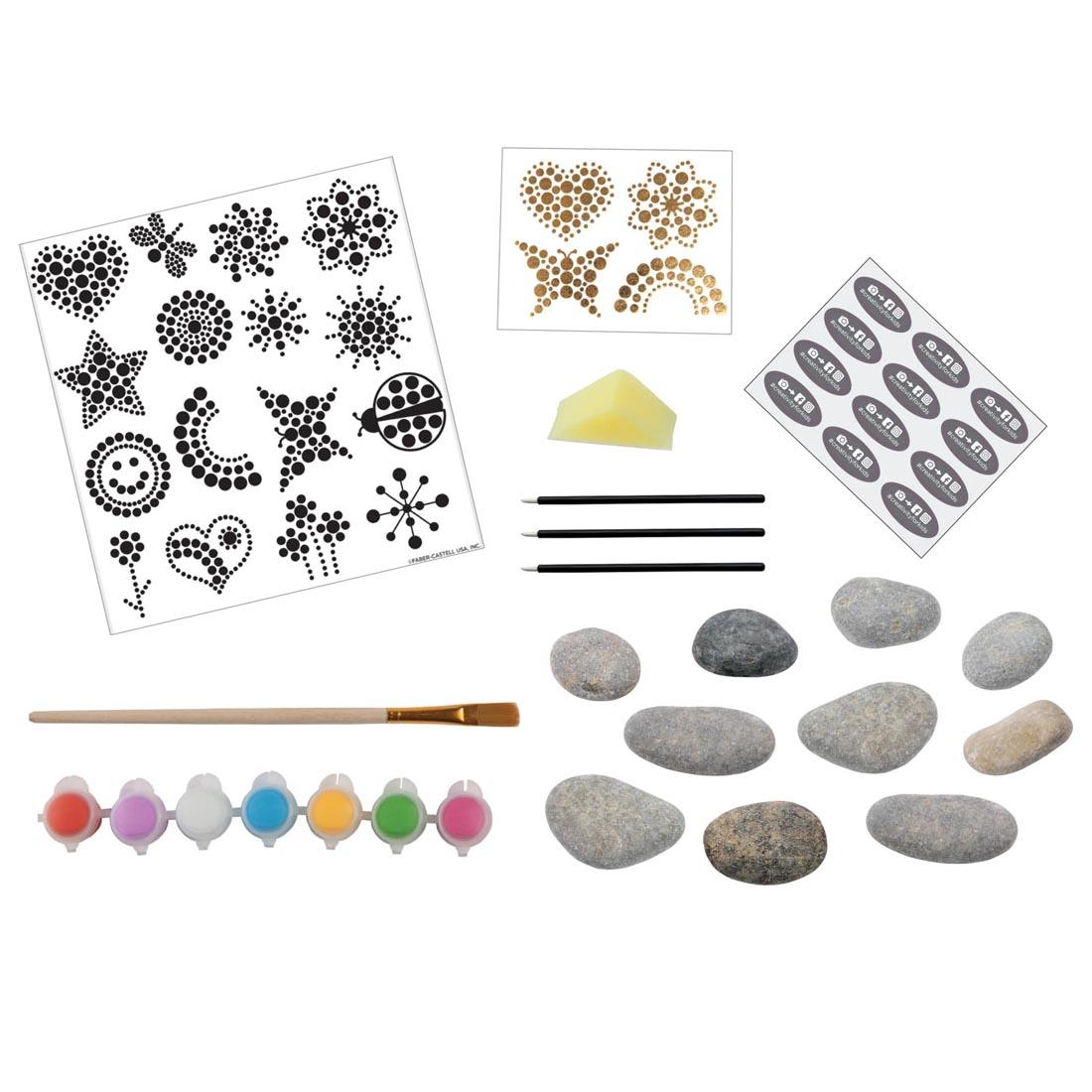 components of the Hide & Seek Dot-A-Rock Painting Kit By Creativity For Kids