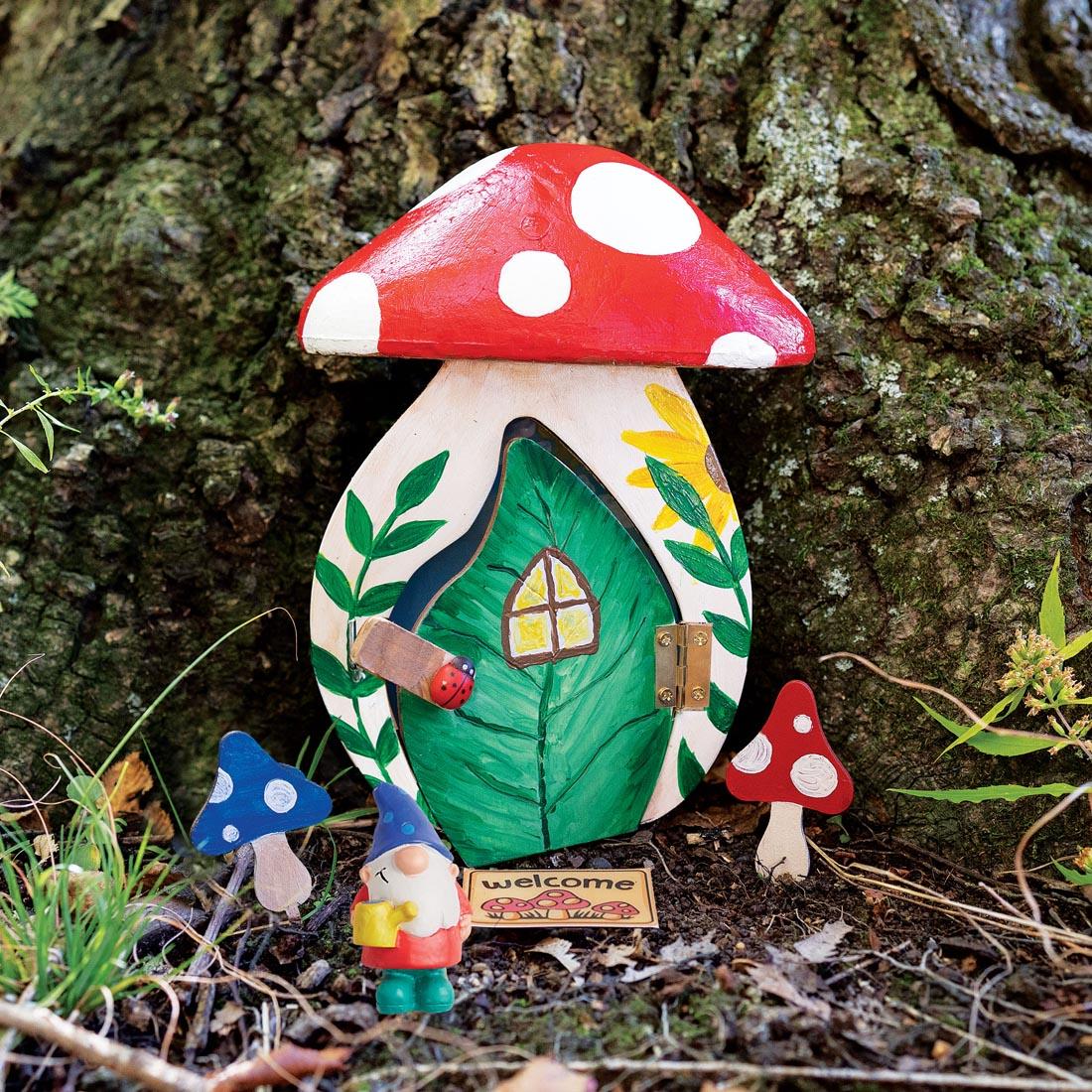 completed example of a Gnome Garden Door outside by a tree