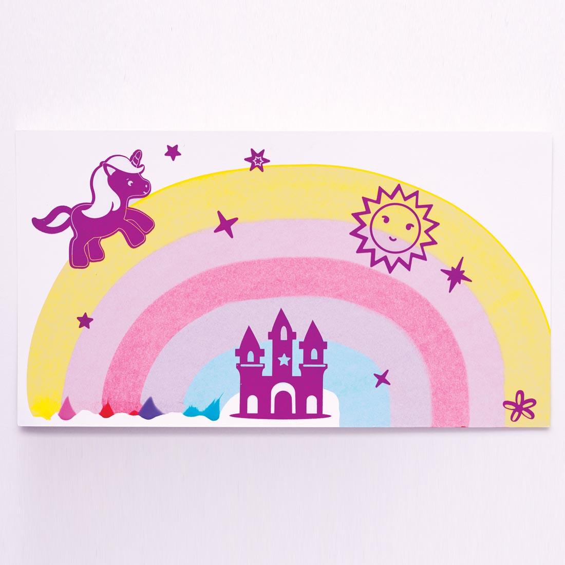 completed artwork from Squeegeez Magic Reveal Art Unicorn