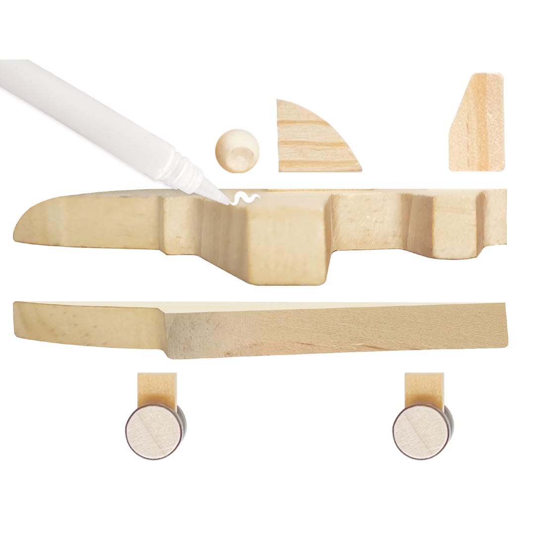 wooden components from Buildeez! Jet Plane Model Kit
