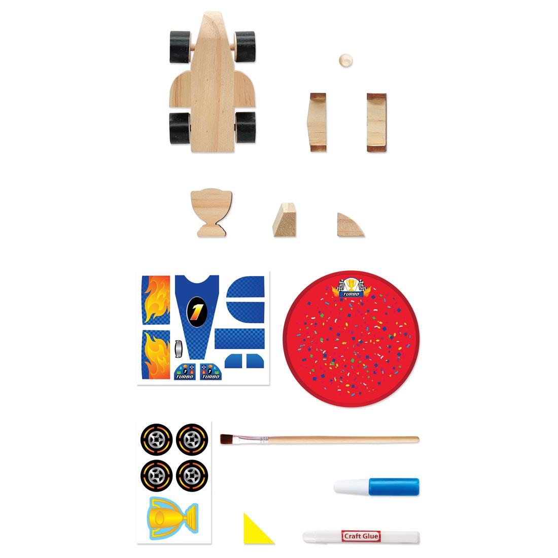 contents of Buildeez! Race Car Model Kit