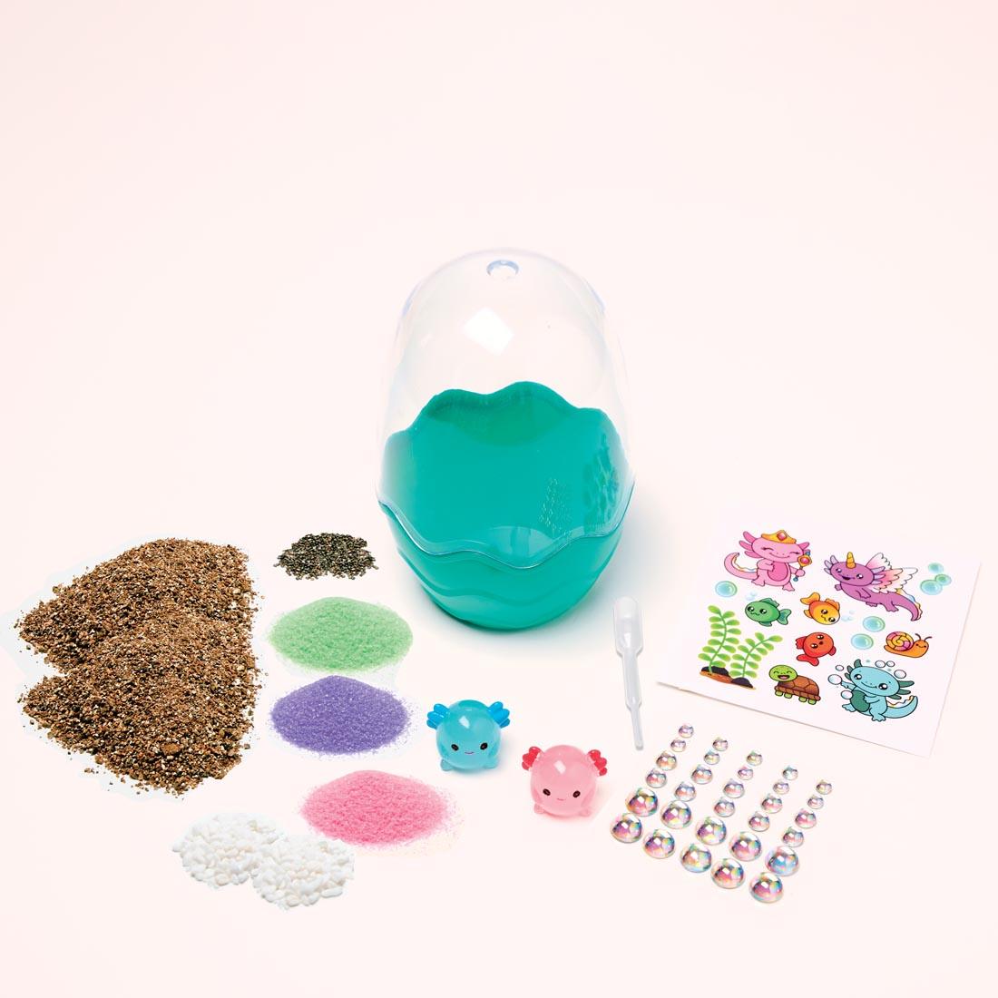 contents included in the Axolotl Mini Garden By Creativity For Kids