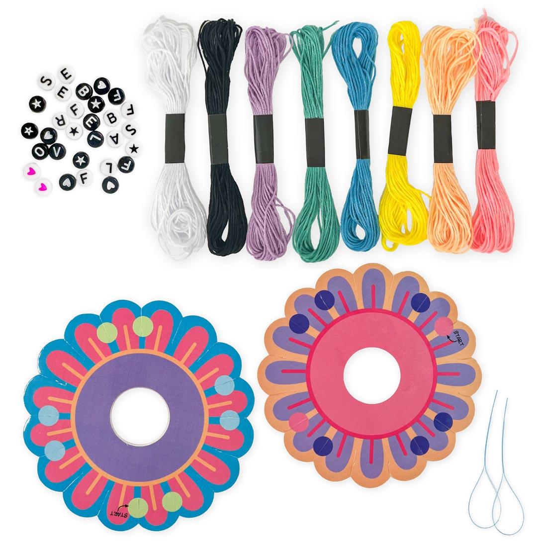 contents included in the Friendship Bracelets Mini Kit By Creativity For Kids