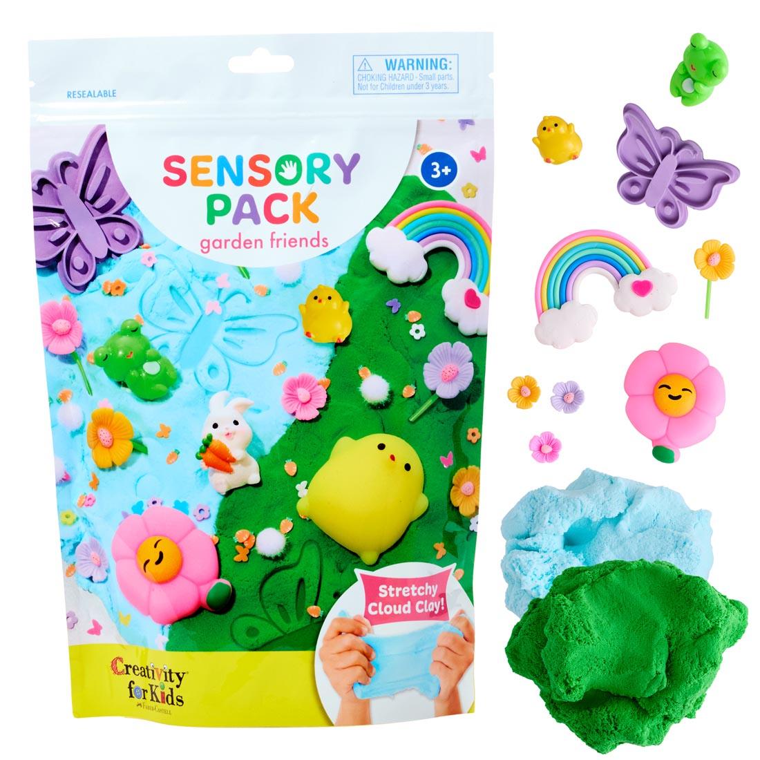 Garden Friends Sensory Pack, with some of the contents shown outside the package