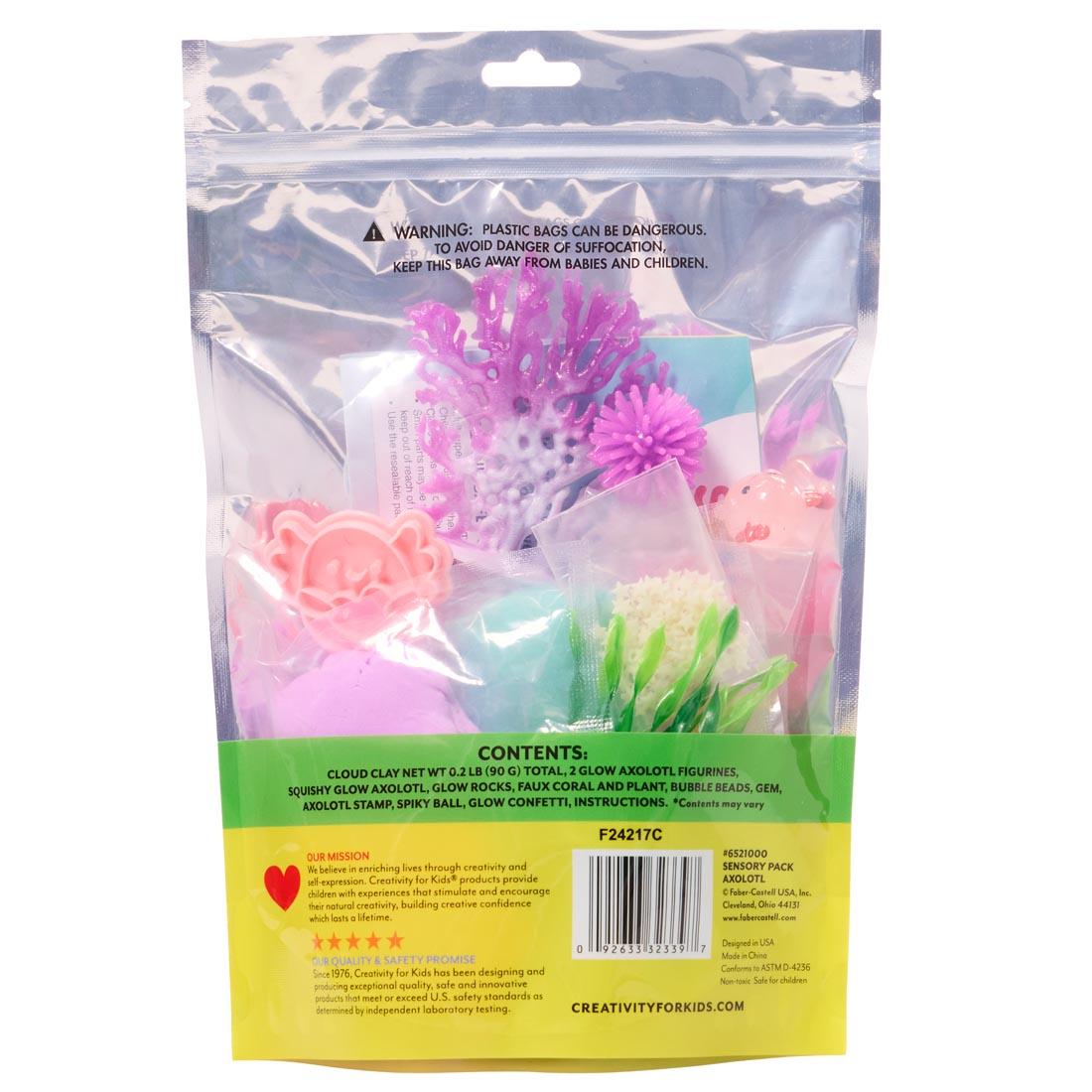 back of package of Axolotl Sensory Pack