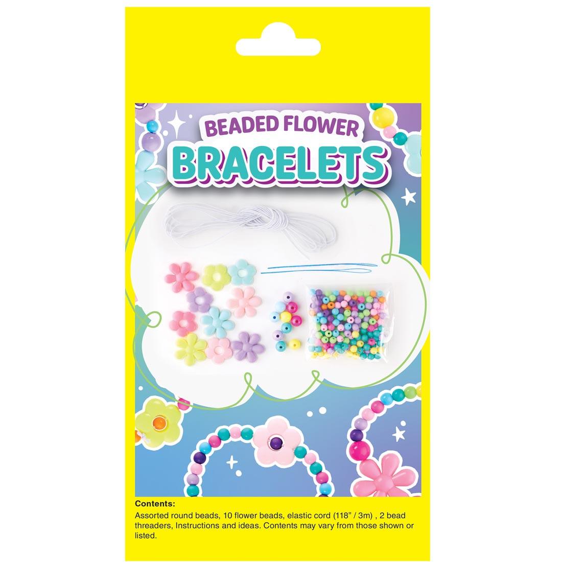 Beaded Flower Bracelets Craft Kit, showing back of package