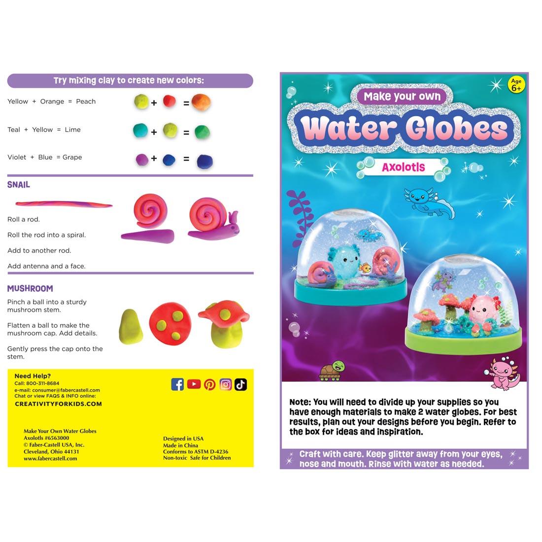 Tips for making mushrooms, snails and mixing clay colors when creating Axolotl Water Globes