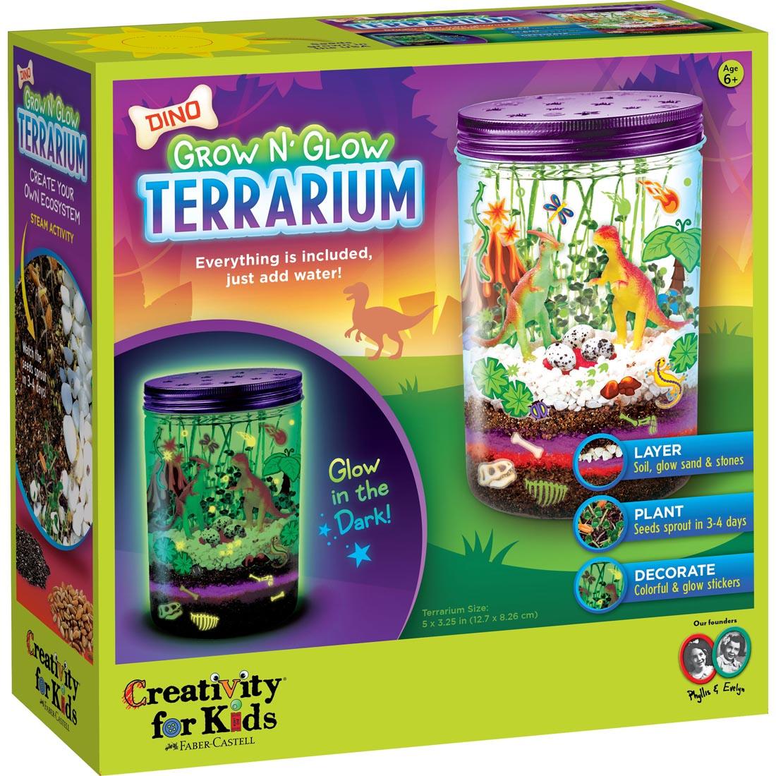 Grow N' Glow Dino Terrarium kit, showing front of box