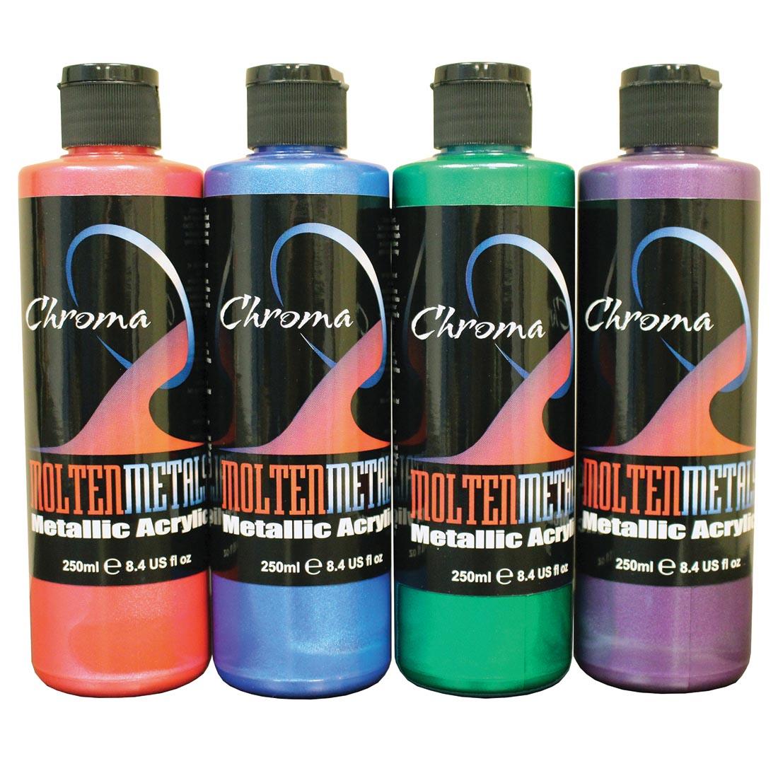 Chroma Molten Metals Metallic Acrylic 4-Color Bright Set