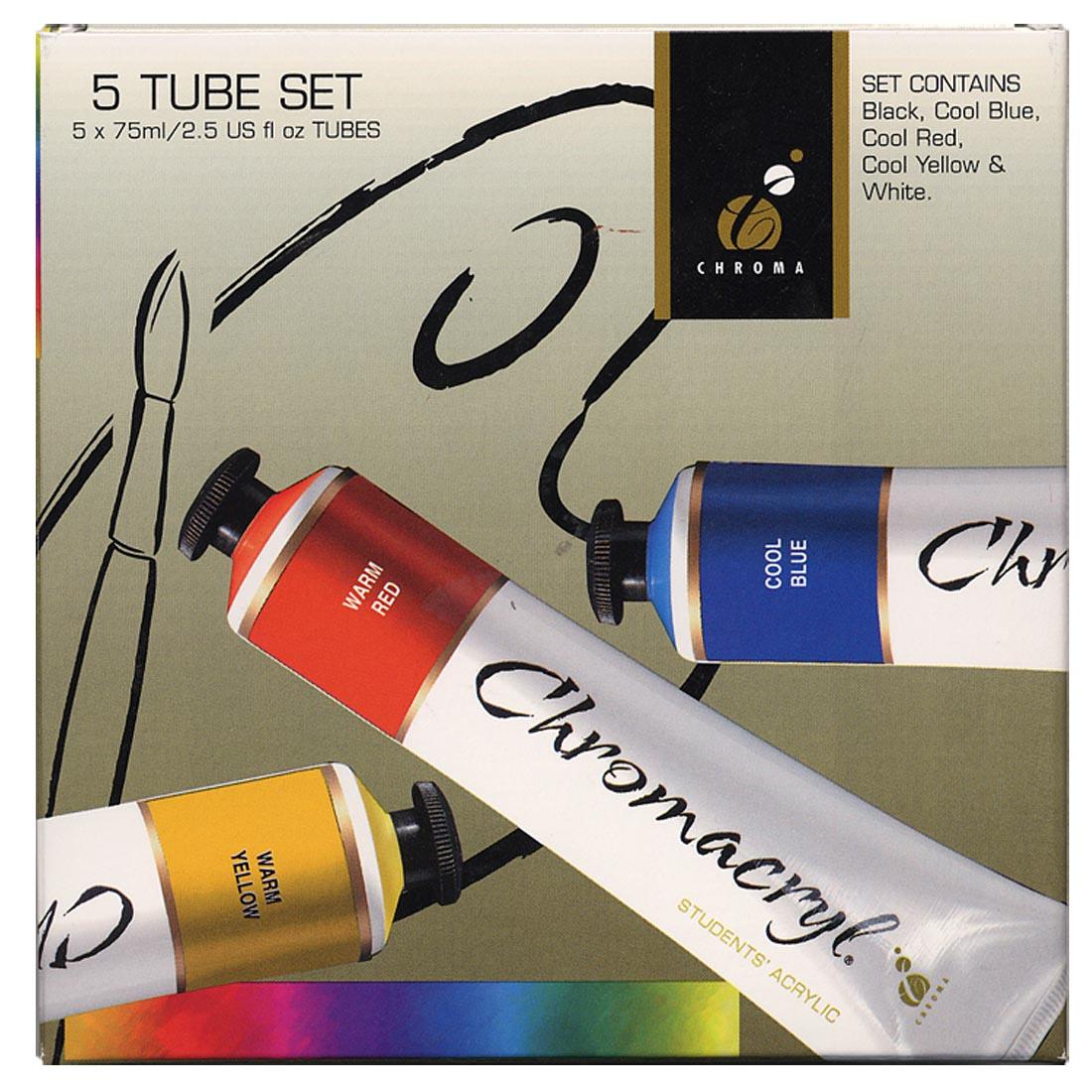 Chromacryl Students' Acrylic 5-Tube Set