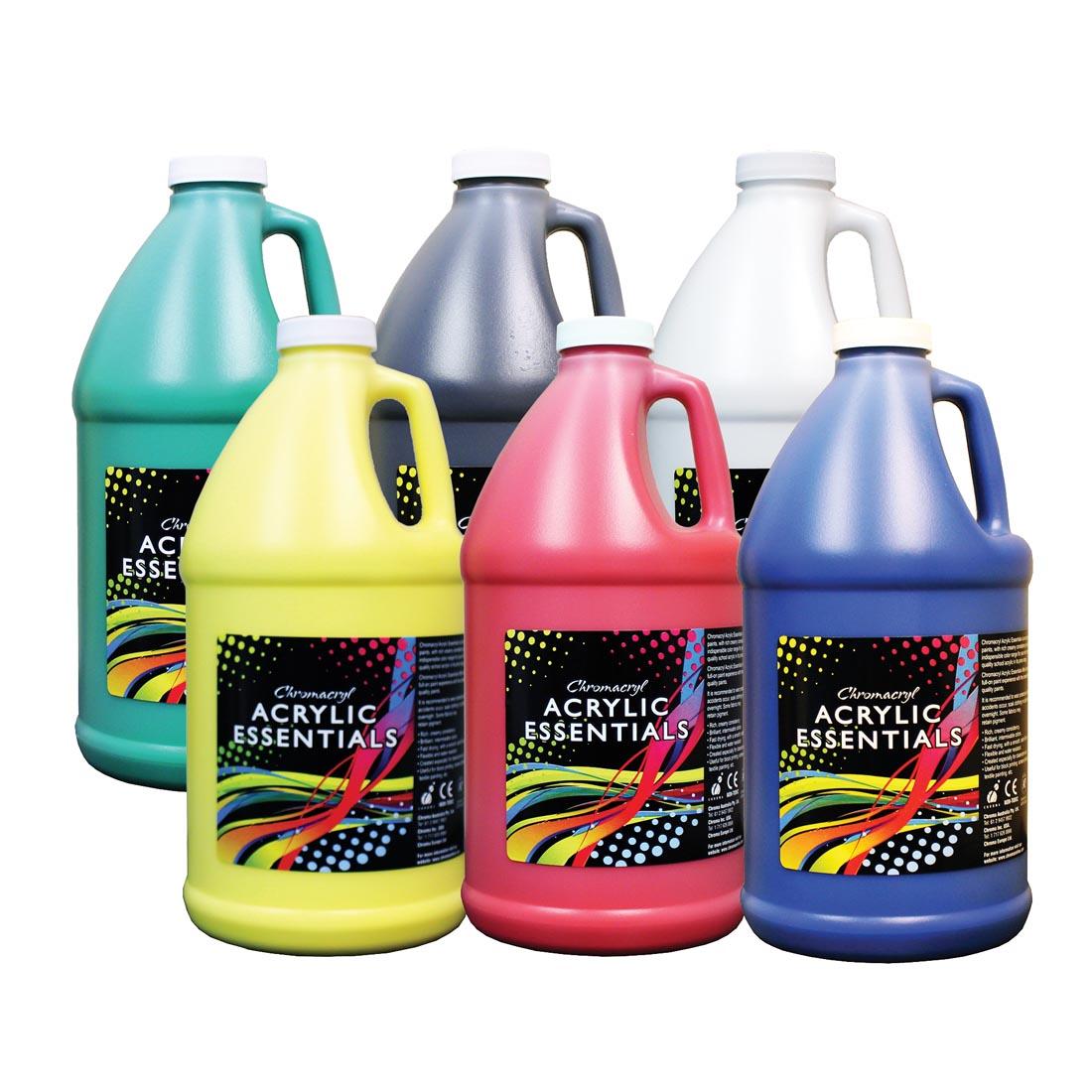 Chromacryl Acrylic Essentials Primary Colors Set in Six 1/2 Gallons