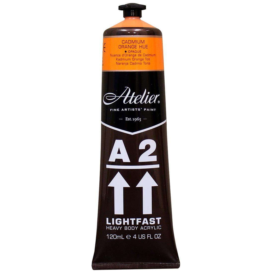 Atelier A2 Lightfast Heavy Body Artist Acrylic Tube Cadmium Orange Hue