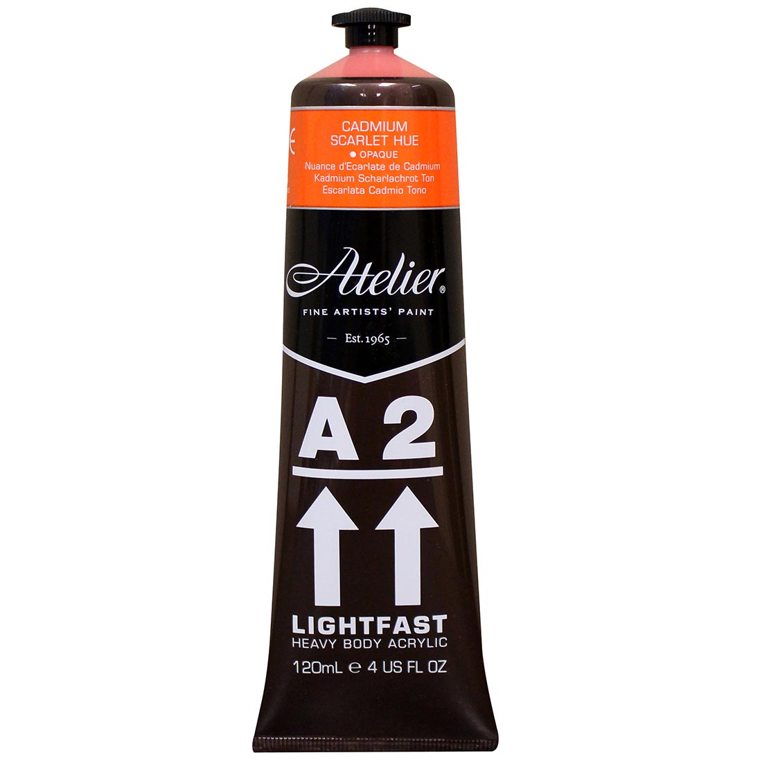 Atelier A2 Lightfast Heavy Body Artist Acrylic Tube Cadmium Scarlet Hue