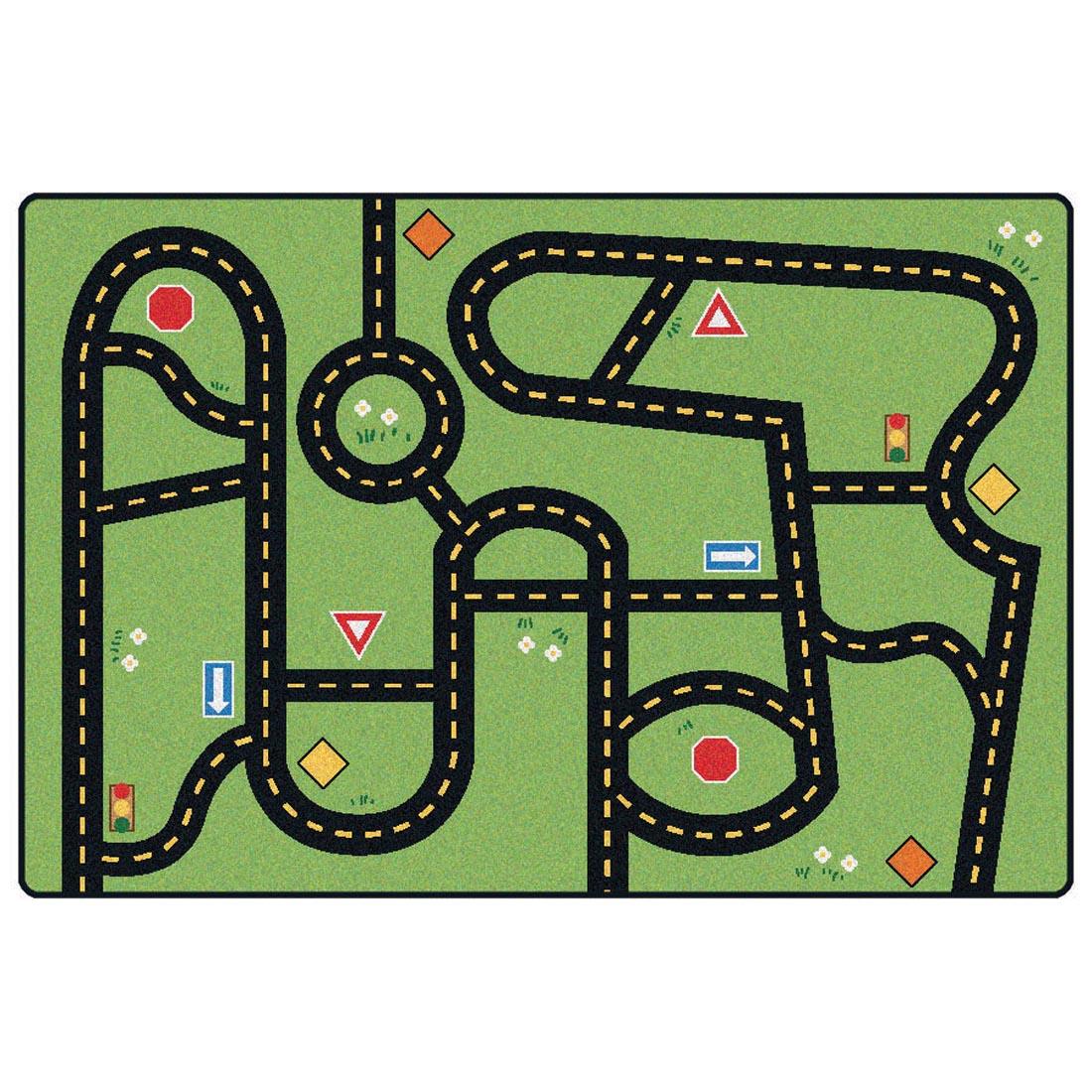 Drive & Play Accent Rug by Carpets For Kids has roads and street signs