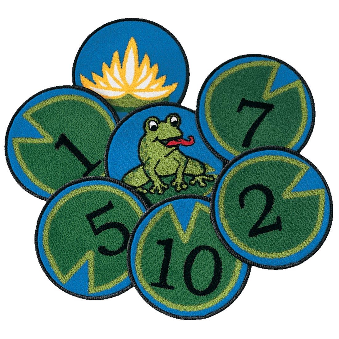 Kid$ Value Plus logo with the frog-themed Hip Hop to the Top Number Rounds by Carpets For Kids