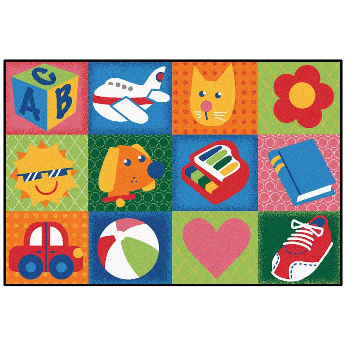 Toddler Fun Squares Kids Value Rug by Carpets For Kids
