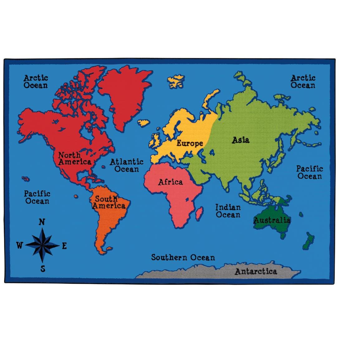 World Map Kids Value Plus Rug by Carpets For Kids