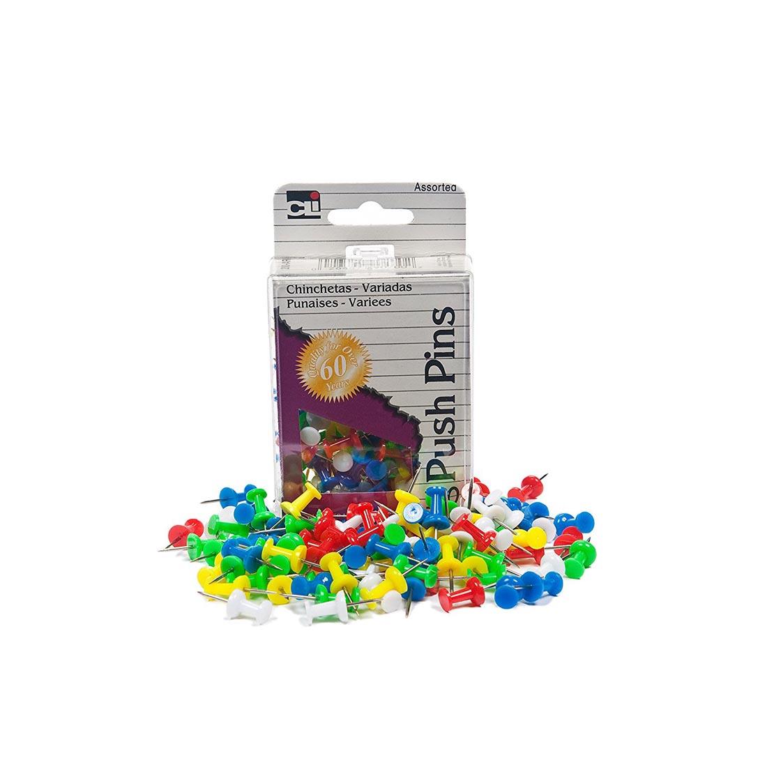 Package of Push Pins with Assorted Colors