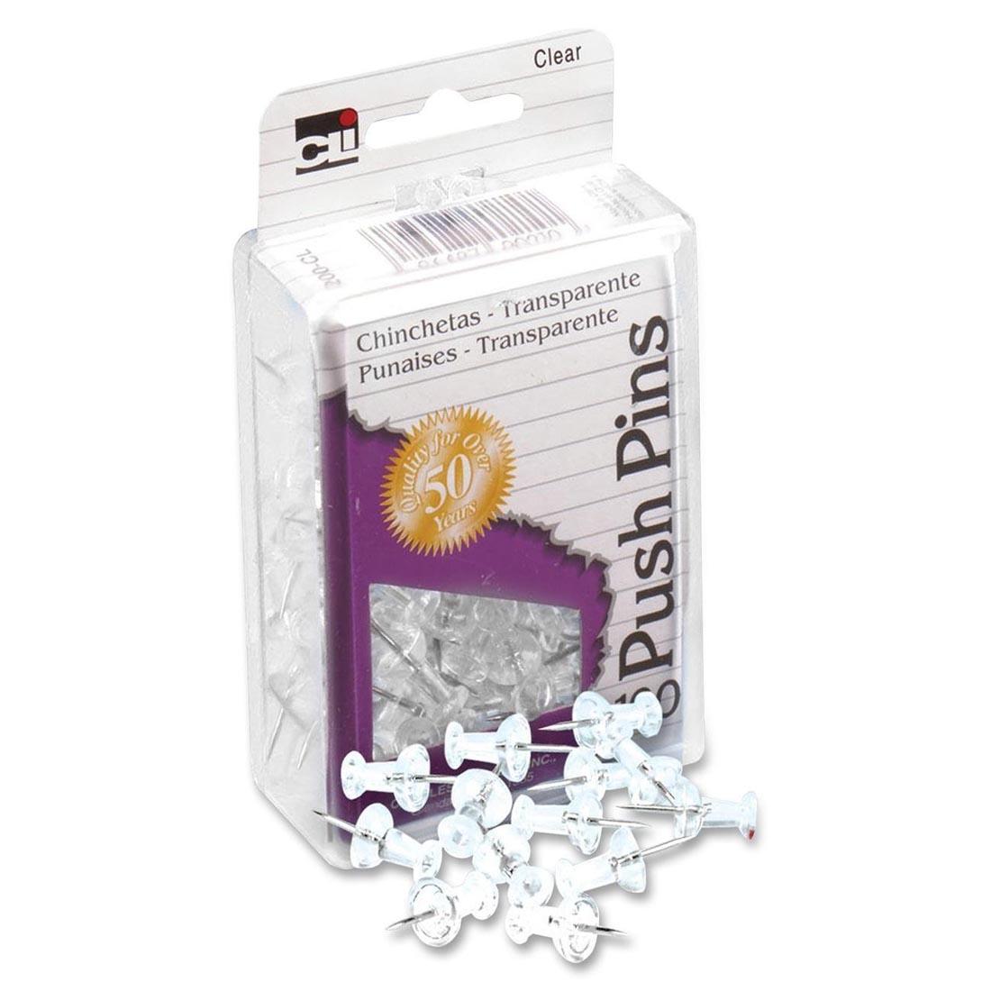 Package of Clear Push Pins