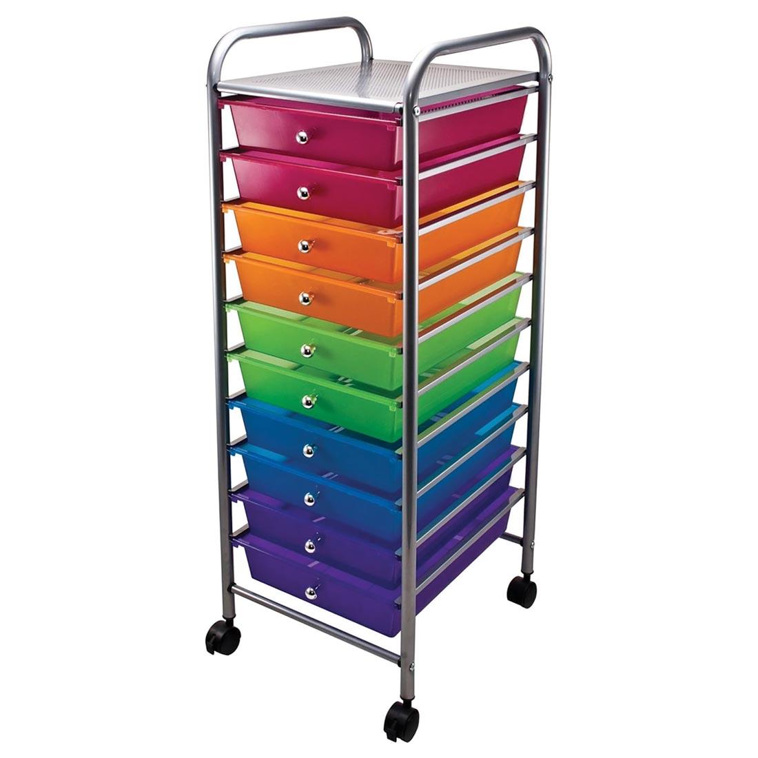 Rolling Cart with 10 drawers in 5 assorted, bright colors