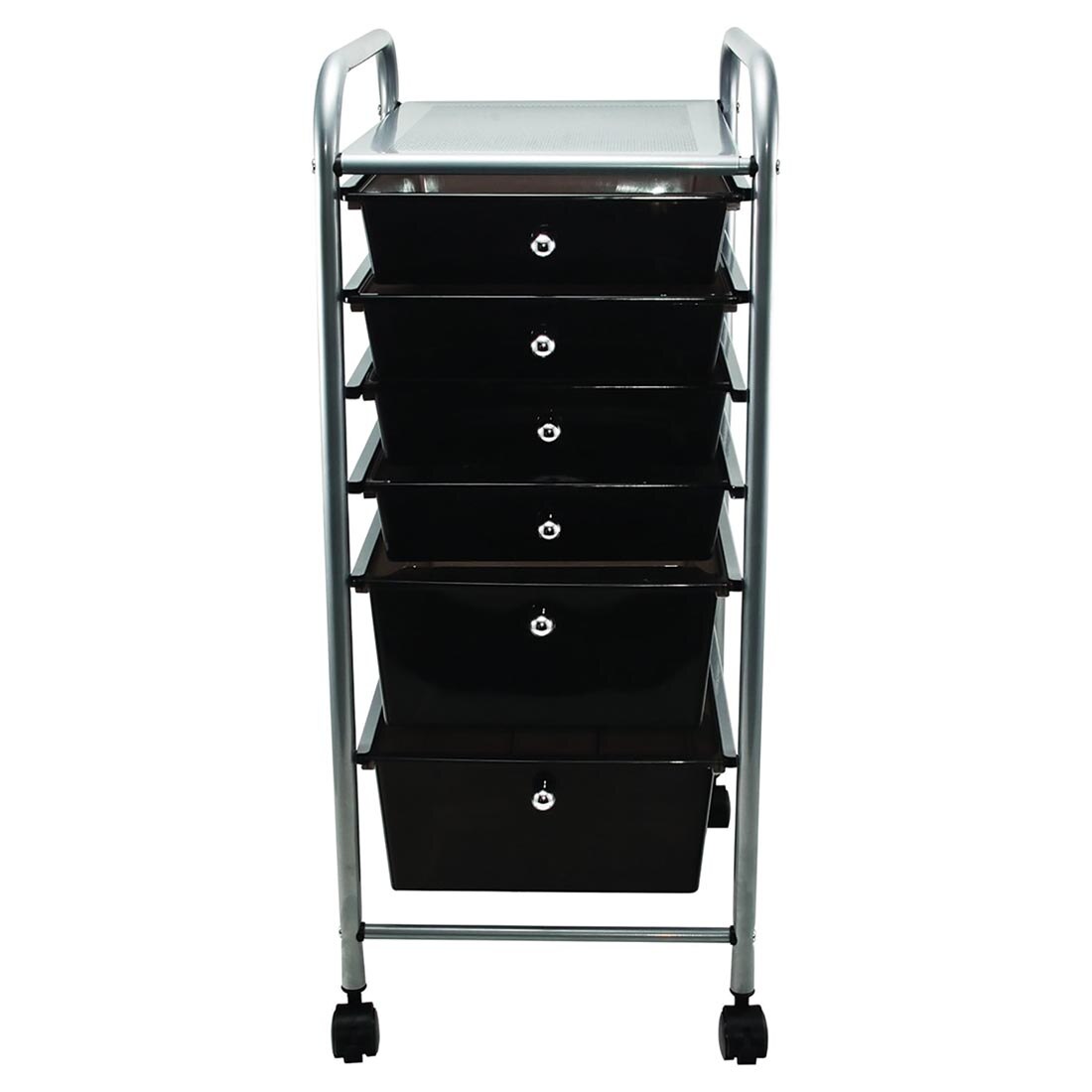 Smoke Gray 6-Drawer Rolling Cart