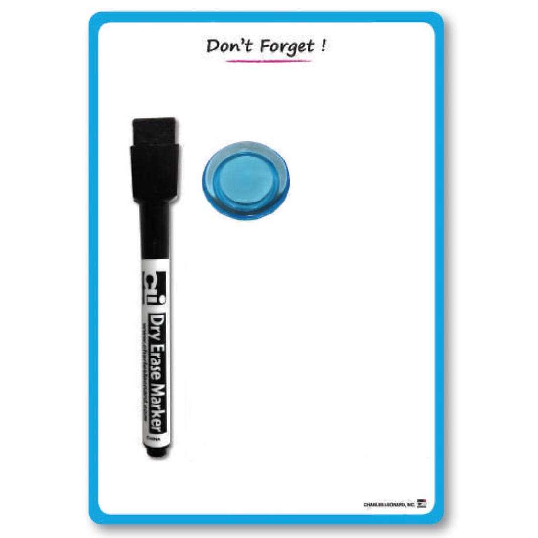 Marker, Circular Magnet and Magnetic Dry Erase Board with the words Don't Forget