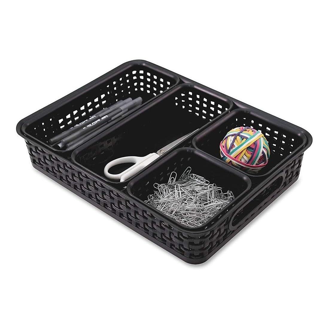 Advantus Weave Storage Bin Assortment filled with example items