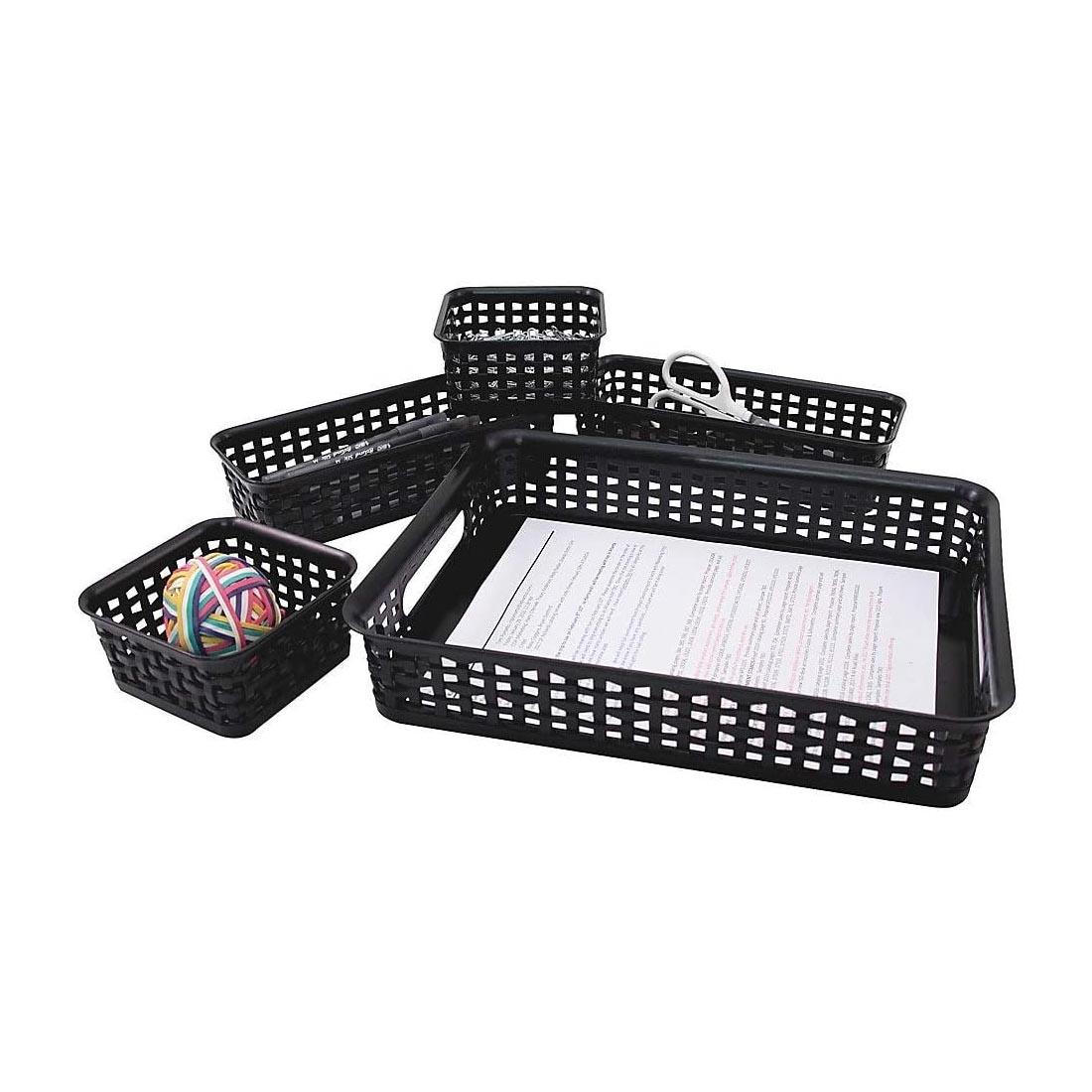 Advantus Weave Storage Bin Assortment filled with example items