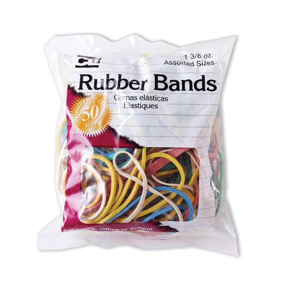 Package of 1.3 oz. Assorted Rubber Bands By Charles Leonard