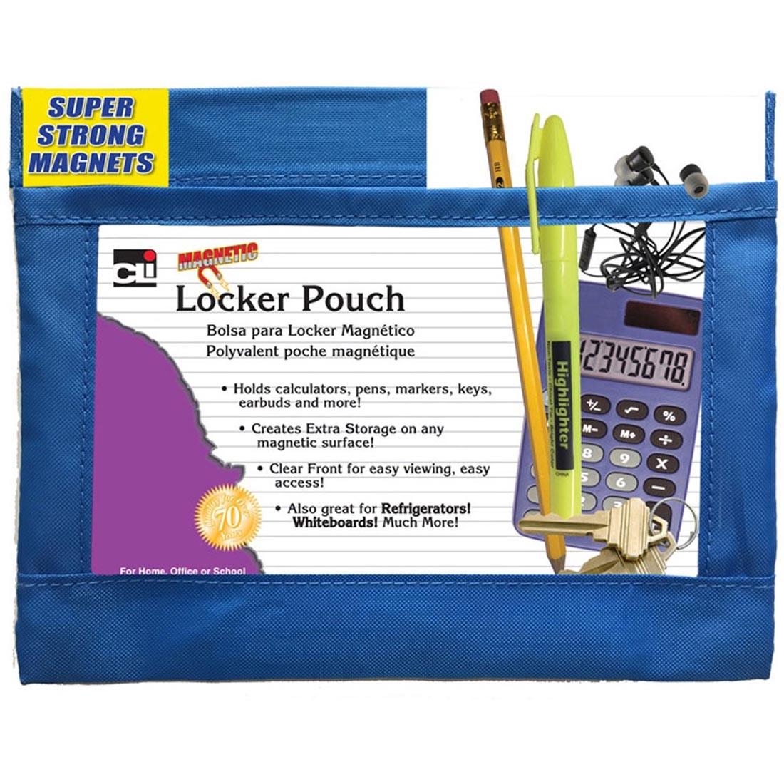 Magnetic Locker Pouch holding calculator, keys and other supplies