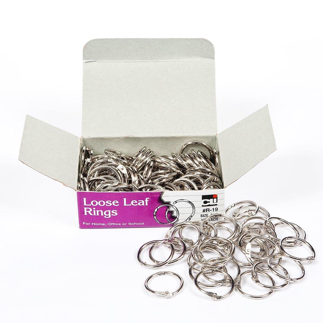 Box of Silver Loose Leaf Book Rings