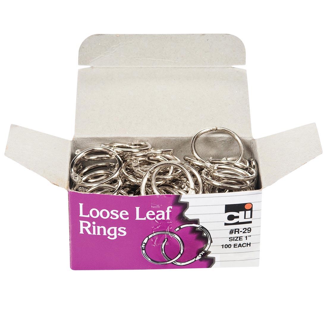 Box of Silver Loose Leaf Book Rings